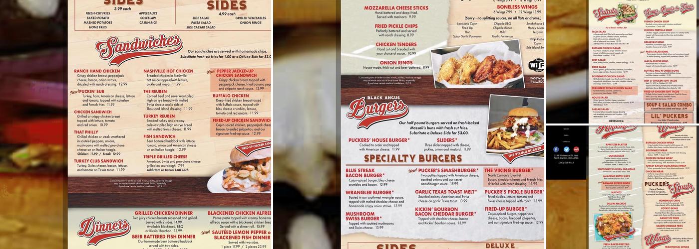 Puckers Sports Pub & Grille Menu