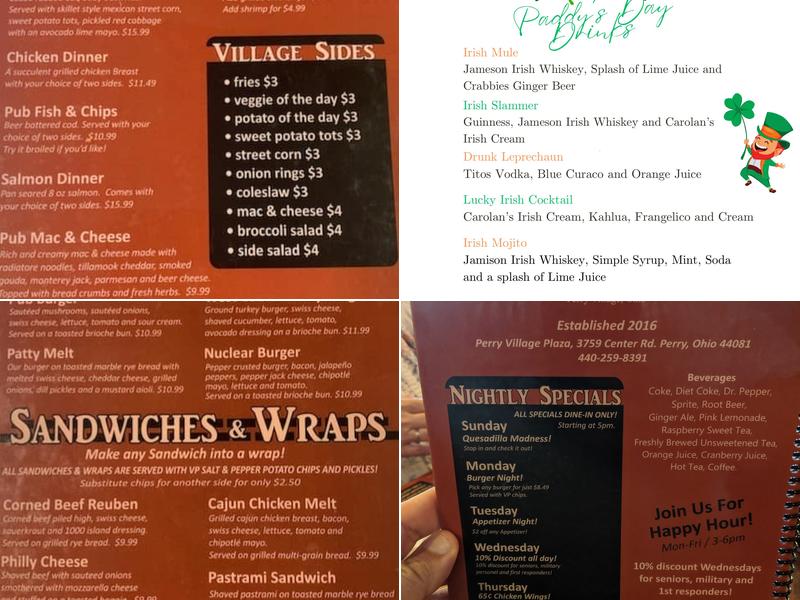 Village Pub Menu