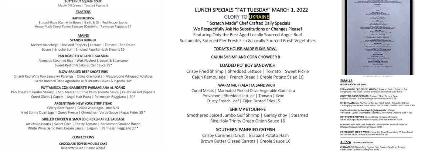 Mish Mosh Eclectic Eatery & Spirits Menu