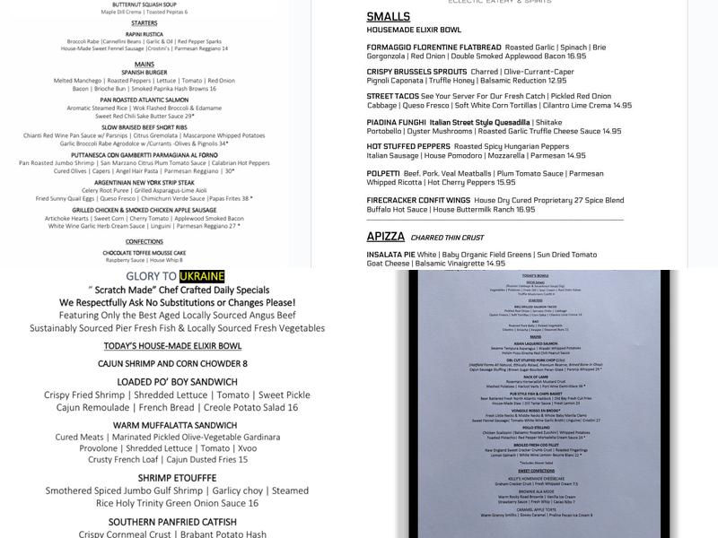 Mish Mosh Eclectic Eatery & Spirits Menu