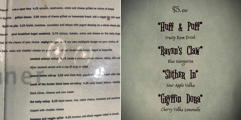 Zephyr Pub Menu