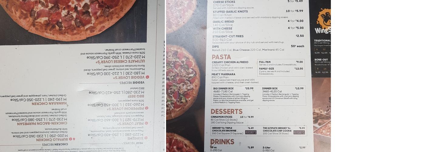 Pizza Hut Menu