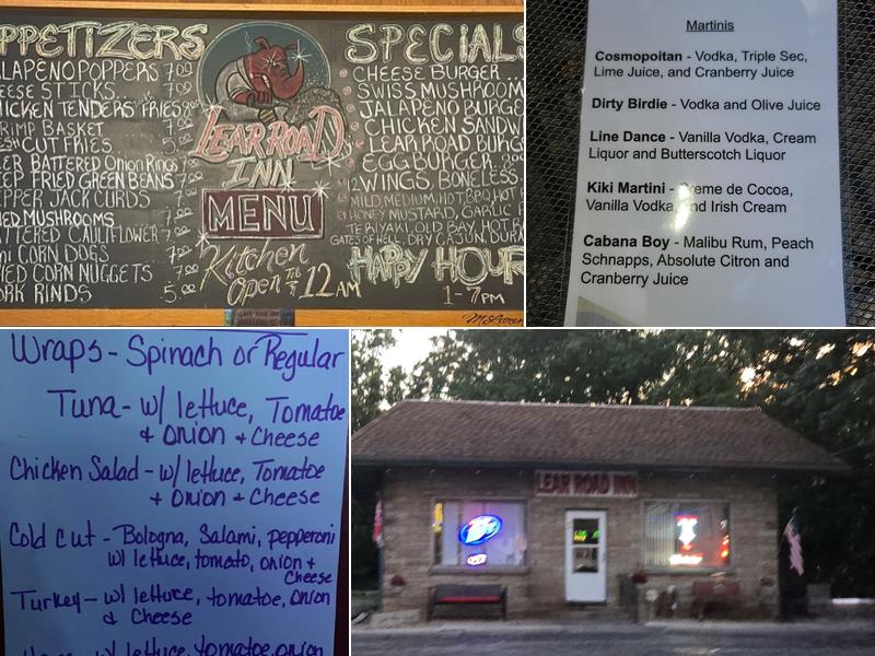 Lear Road Inn Menu