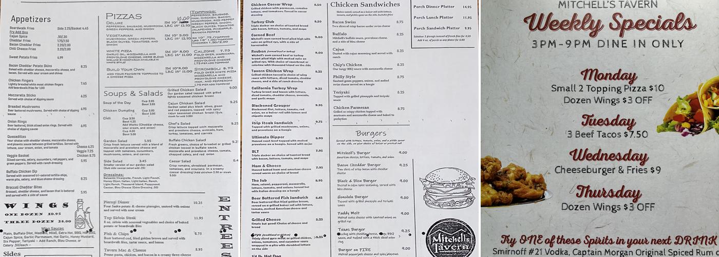 Mitchell's Tavern Menu
