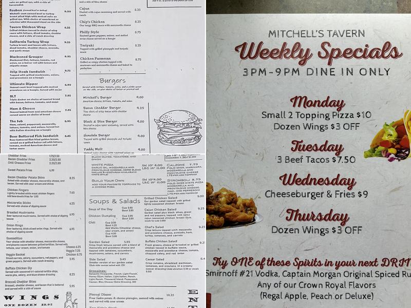 Mitchell's Tavern Menu