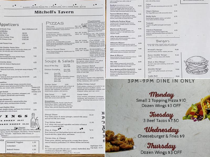 Mitchell's Tavern Menu