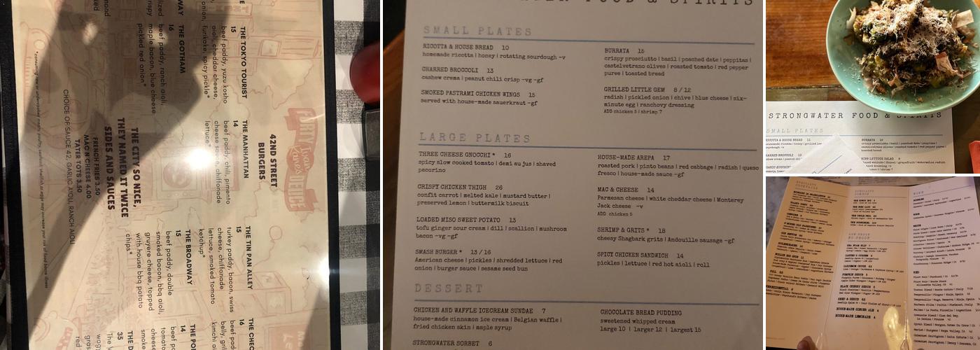 Strongwater Events Menu