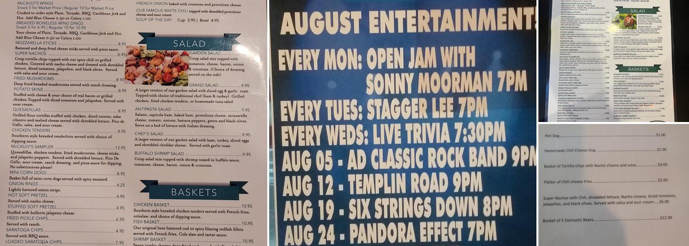 McCauly's Pub Menu
