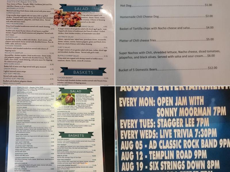 McCauly's Pub Menu