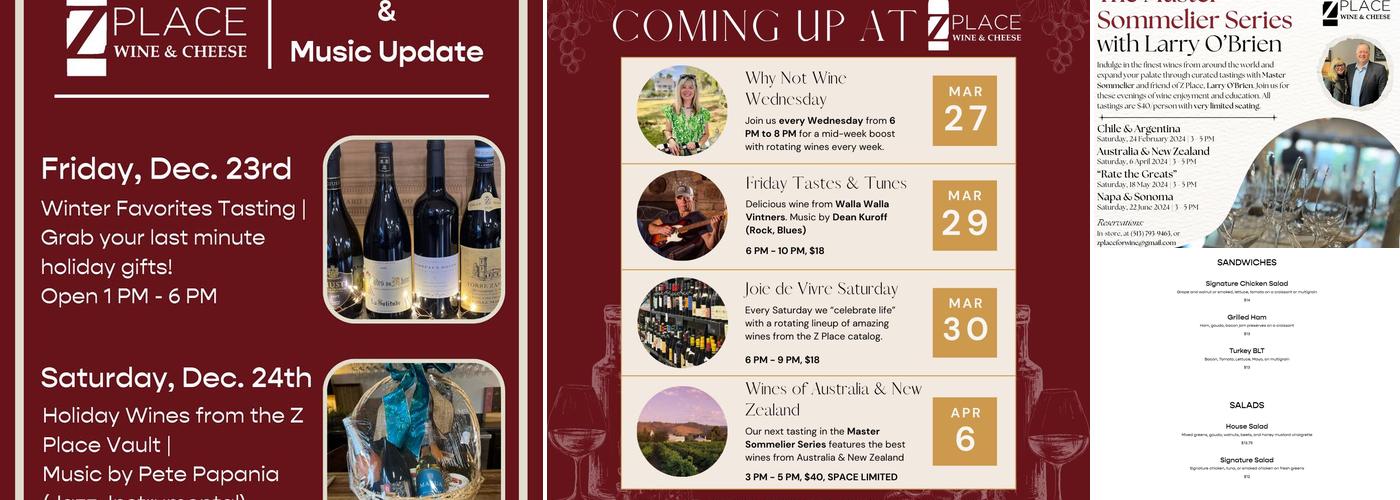 Z Place for Wine Menu