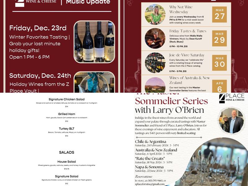 Z Place for Wine Menu