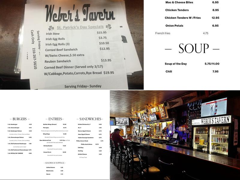 Weber's Tavern Menu