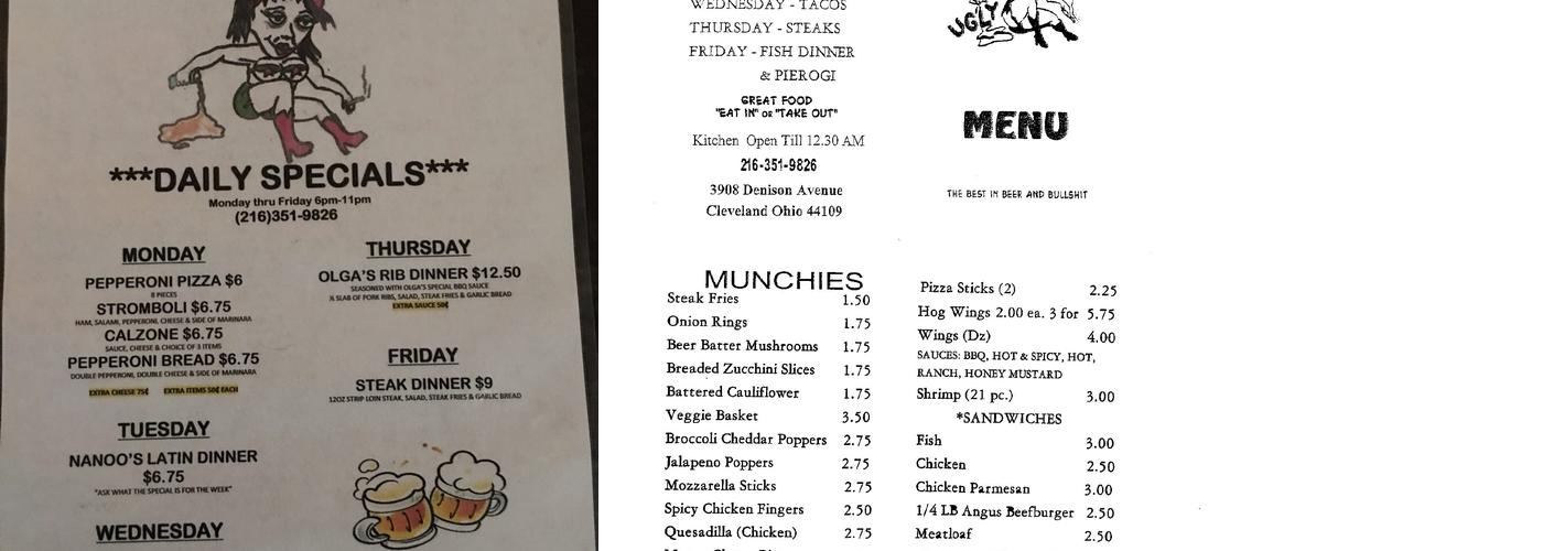 Ugly Broad Tavern Menu