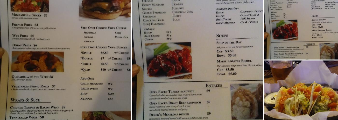 Sidekicks Tavern Menu