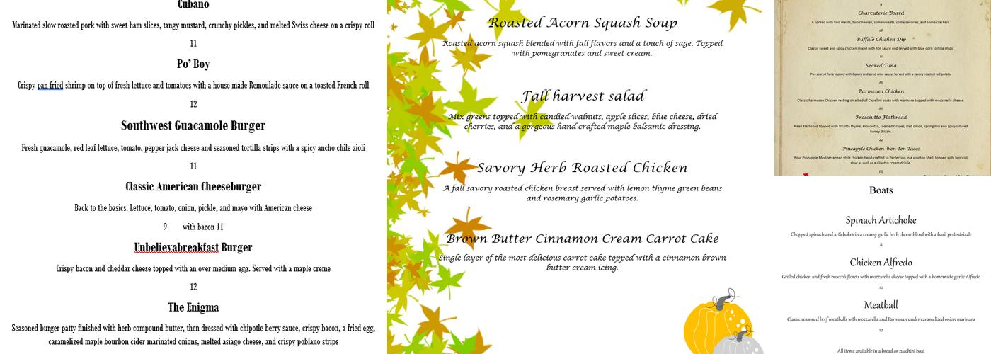 Sidecar Martinis on Main Menu