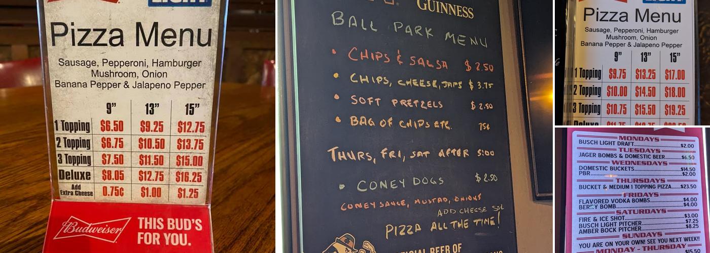 Vinnie's Bar Menu