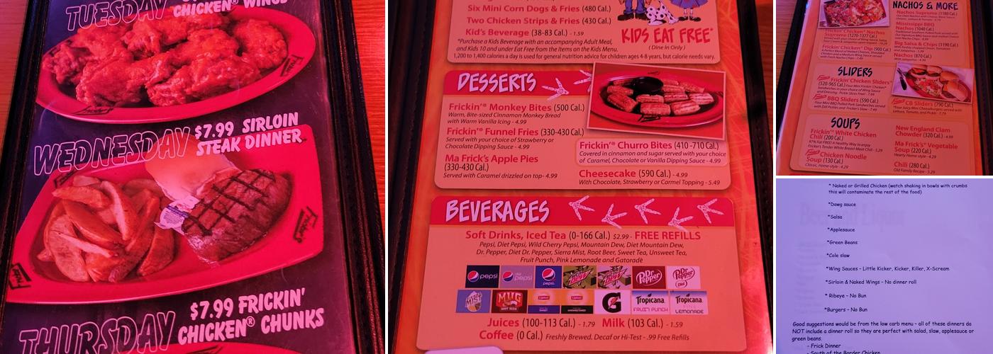 Fricker's Centerville Menu
