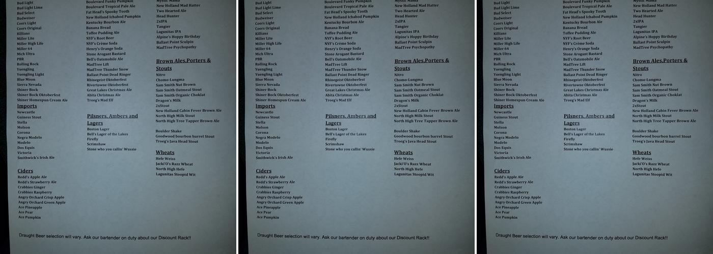 Patrick's Pub Menu