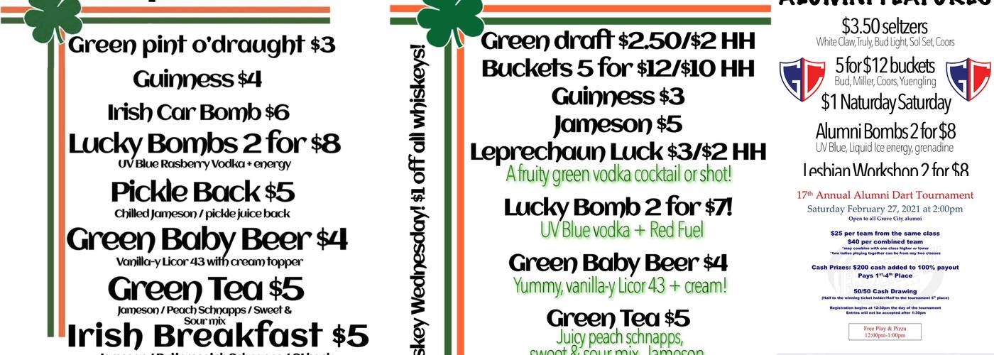 Frontrow Sports Bar Menu