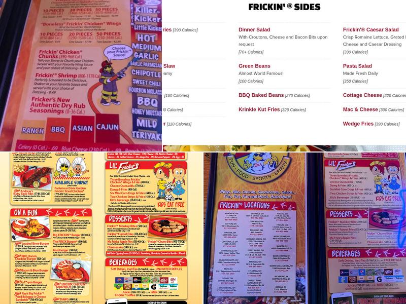 Fricker's Troy Menu