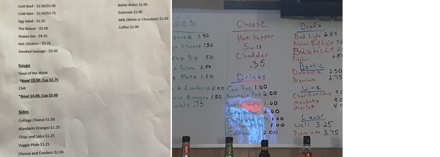 Ensign's Pub Menu