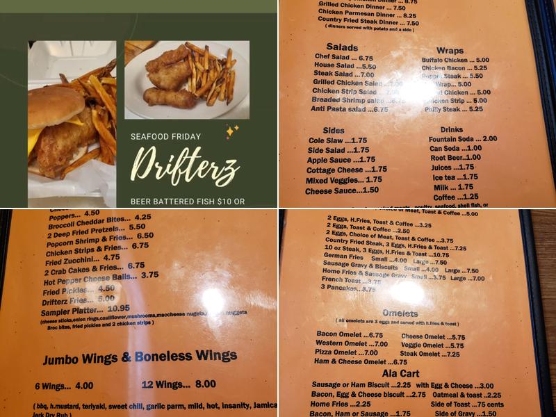 Drifterz Bar LLC Menu