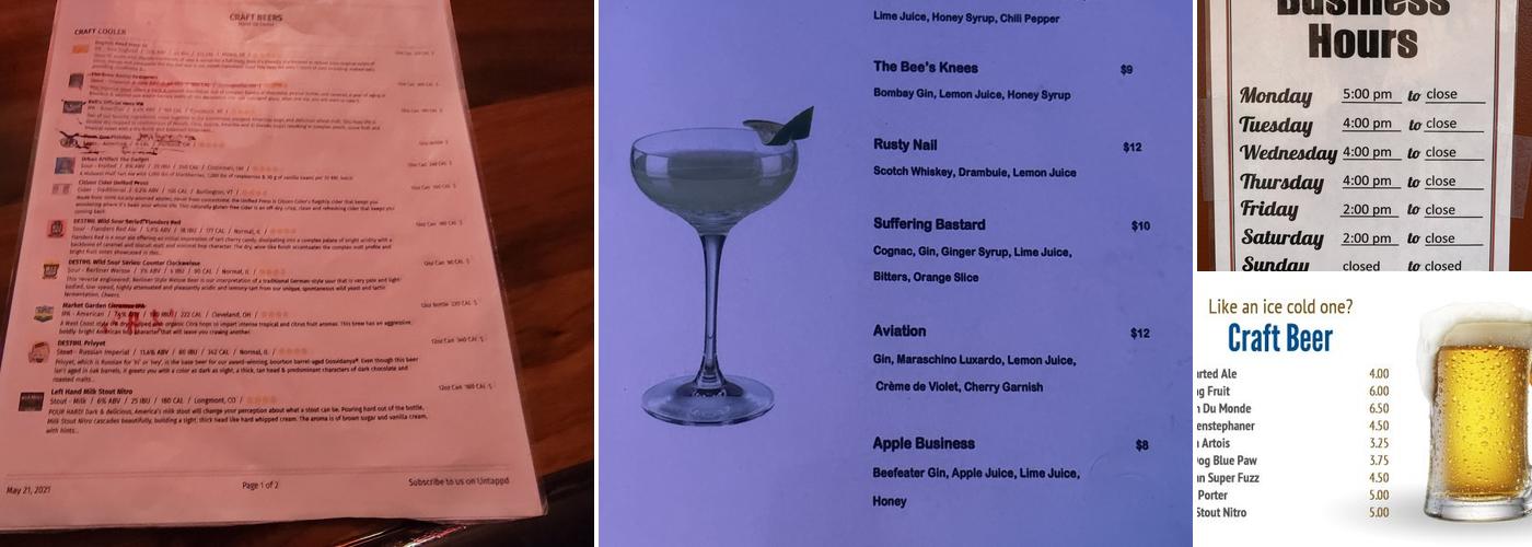 Hideaway Lounge Menu