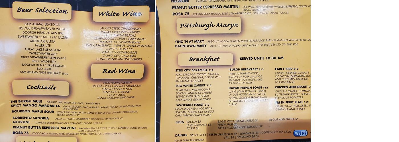 Burgh Sportz Bar D Menu