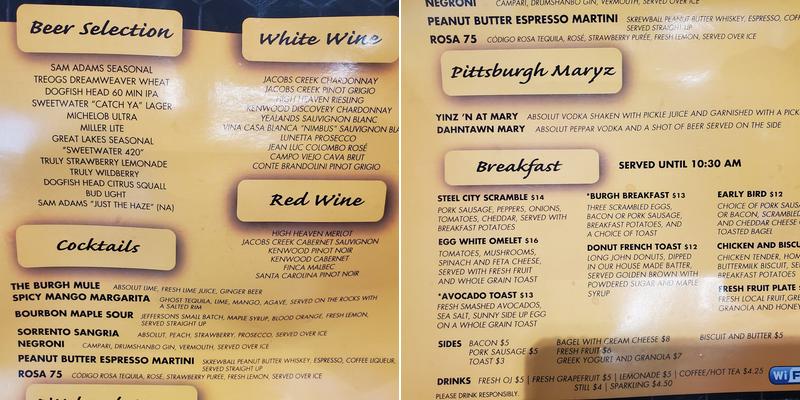 Burgh Sportz Bar D Menu