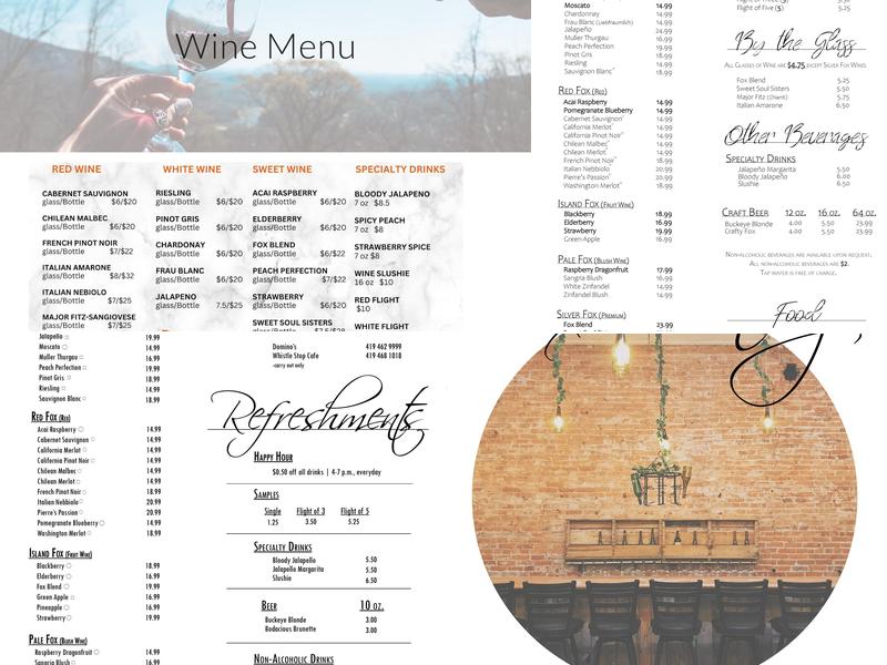 Fox Winery Menu
