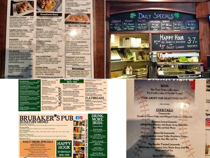 Brubaker's Pub Menu