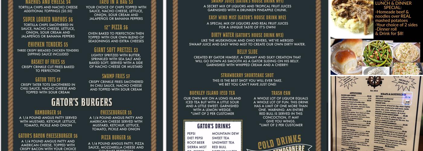 Gator's Pub Menu