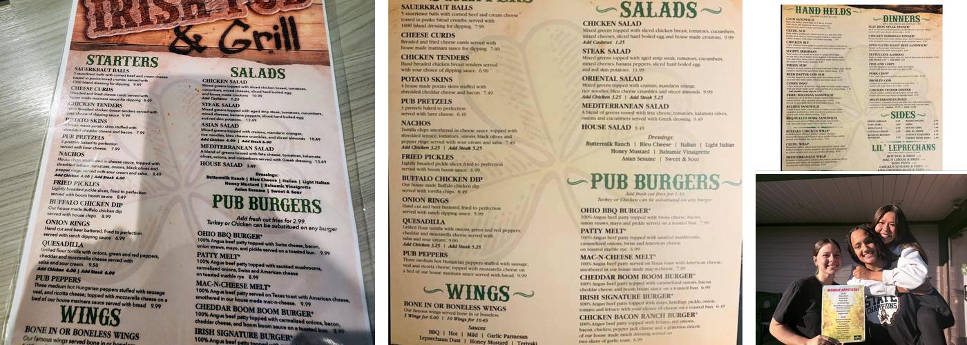 Irish Pub & Grill Menu