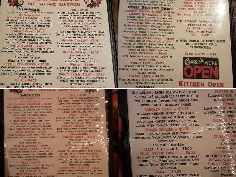 Alumni Inn Menu