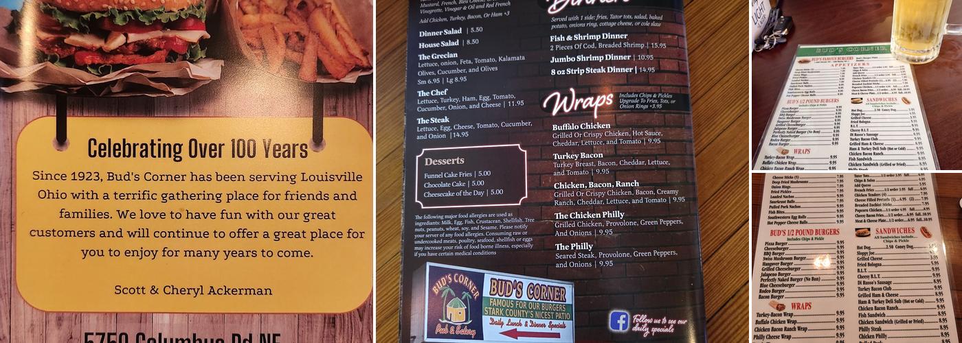 Bud's Corner Menu