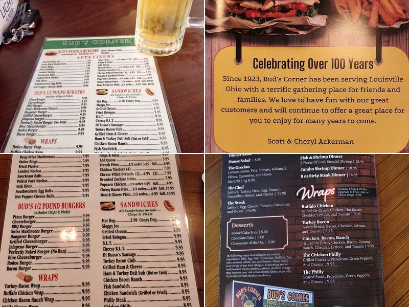 Bud's Corner Menu