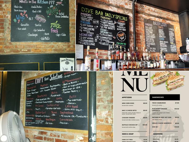 Dive Bar Menu