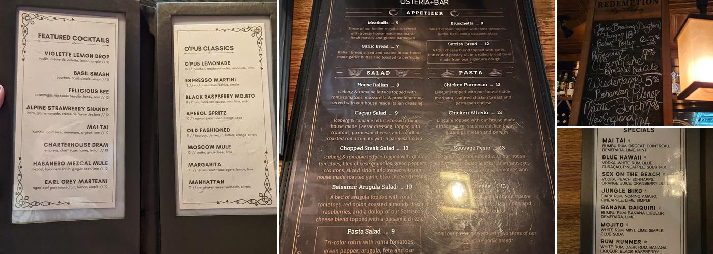 O Pub Menu
