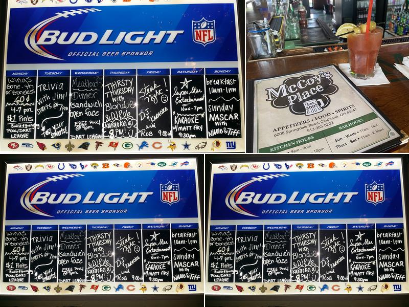 McCoy's Place Bar and Grill Menu