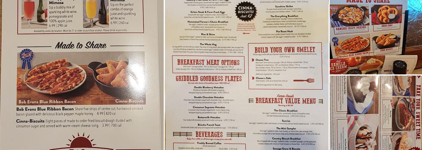 Bob Evans Menu