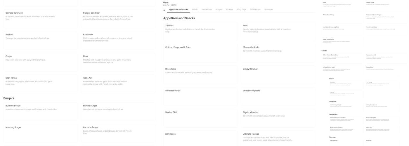 Dawg Pound Lounge Menu