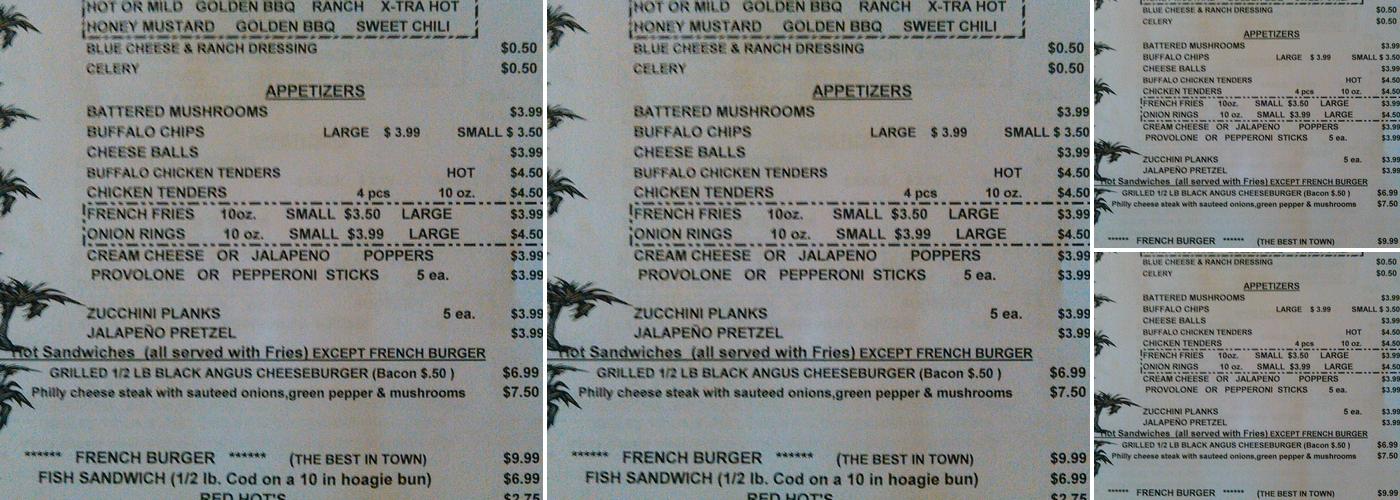 Oasis Lounge Menu