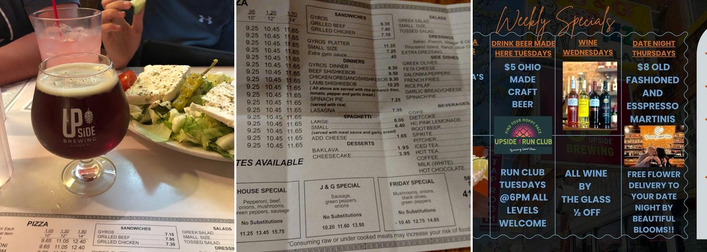 Upside Brewing Menu