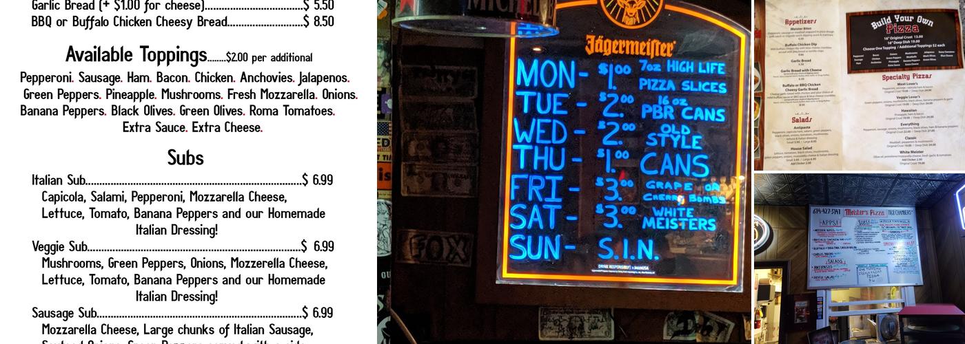 Meister's Bar Menu
