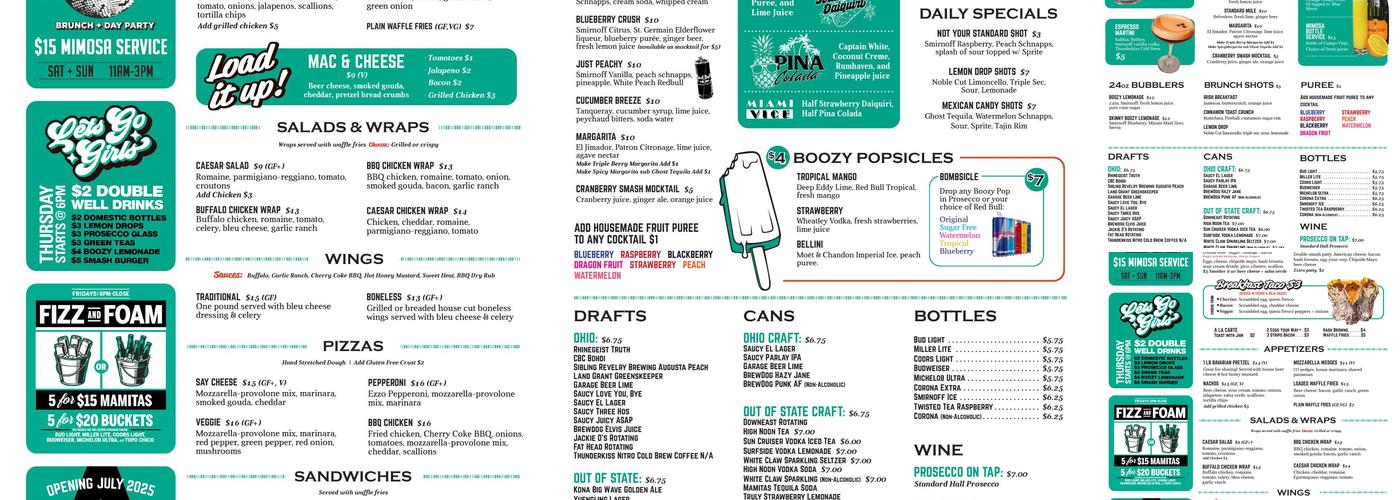 Standard Hall Menu