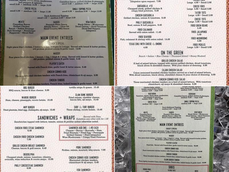 Half-Time Sports Grill Menu