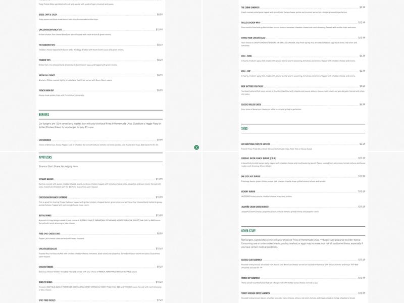 Henry Hudson's Pub Menu