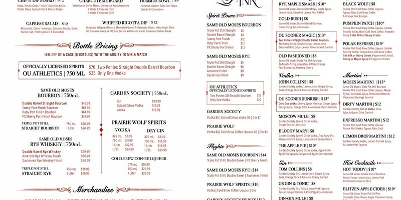 WanderFolk Spirits Menu
