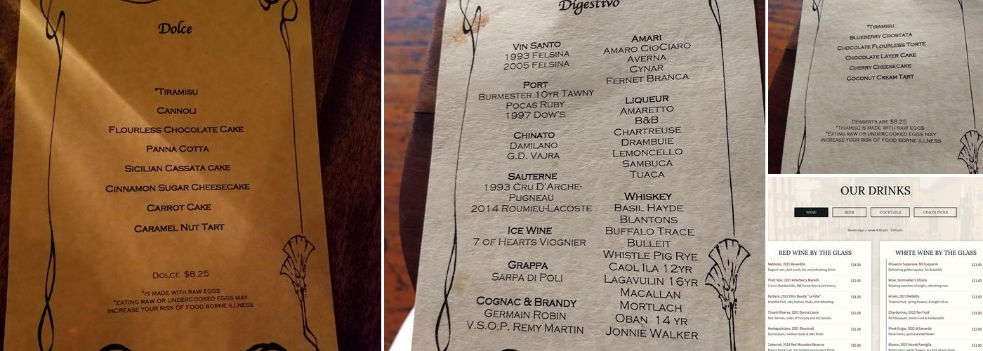 Gino's Menu
