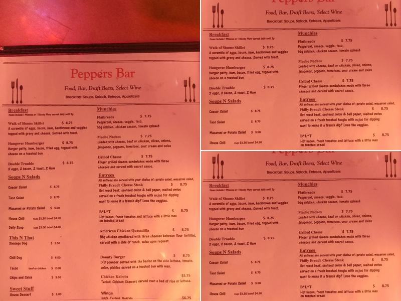 Peppers Menu